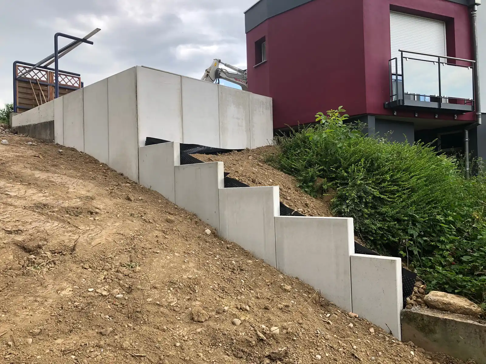Murs de soutènement en L à Hegenheim à côté de Huningue