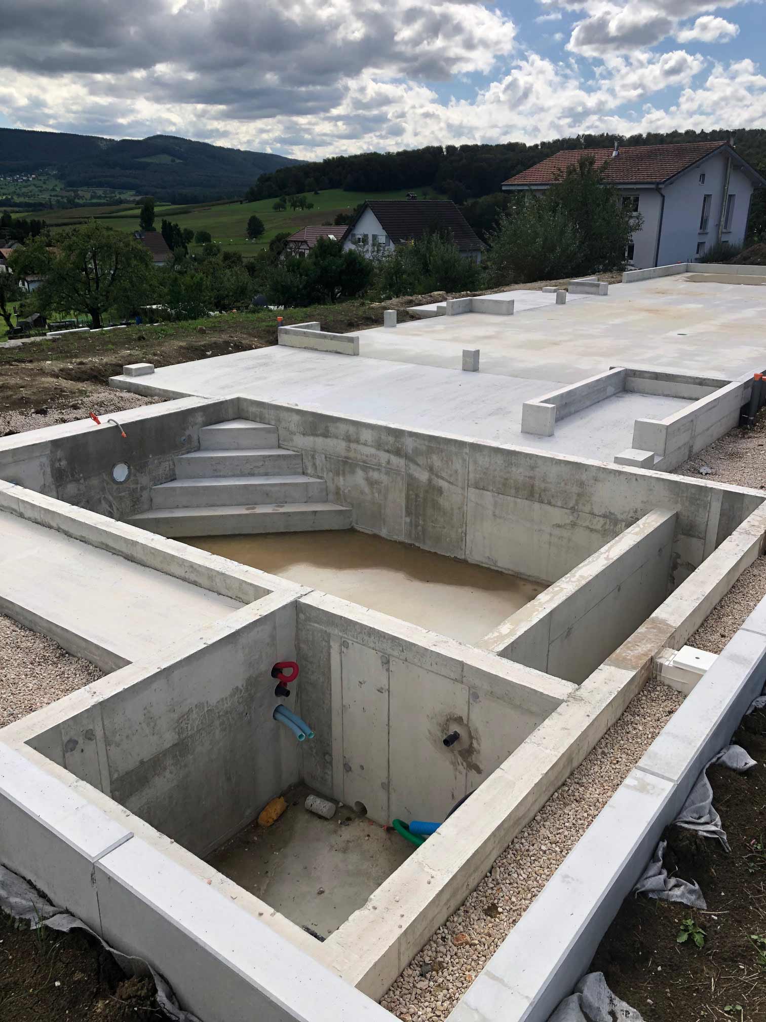 Piscine en béton armé pour construction neuve à Liebenswiller proche de Leymen