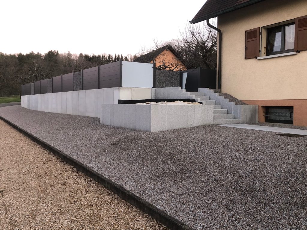 Murs de soutènement préfabriqués en L à Lutter proche de Ferrette