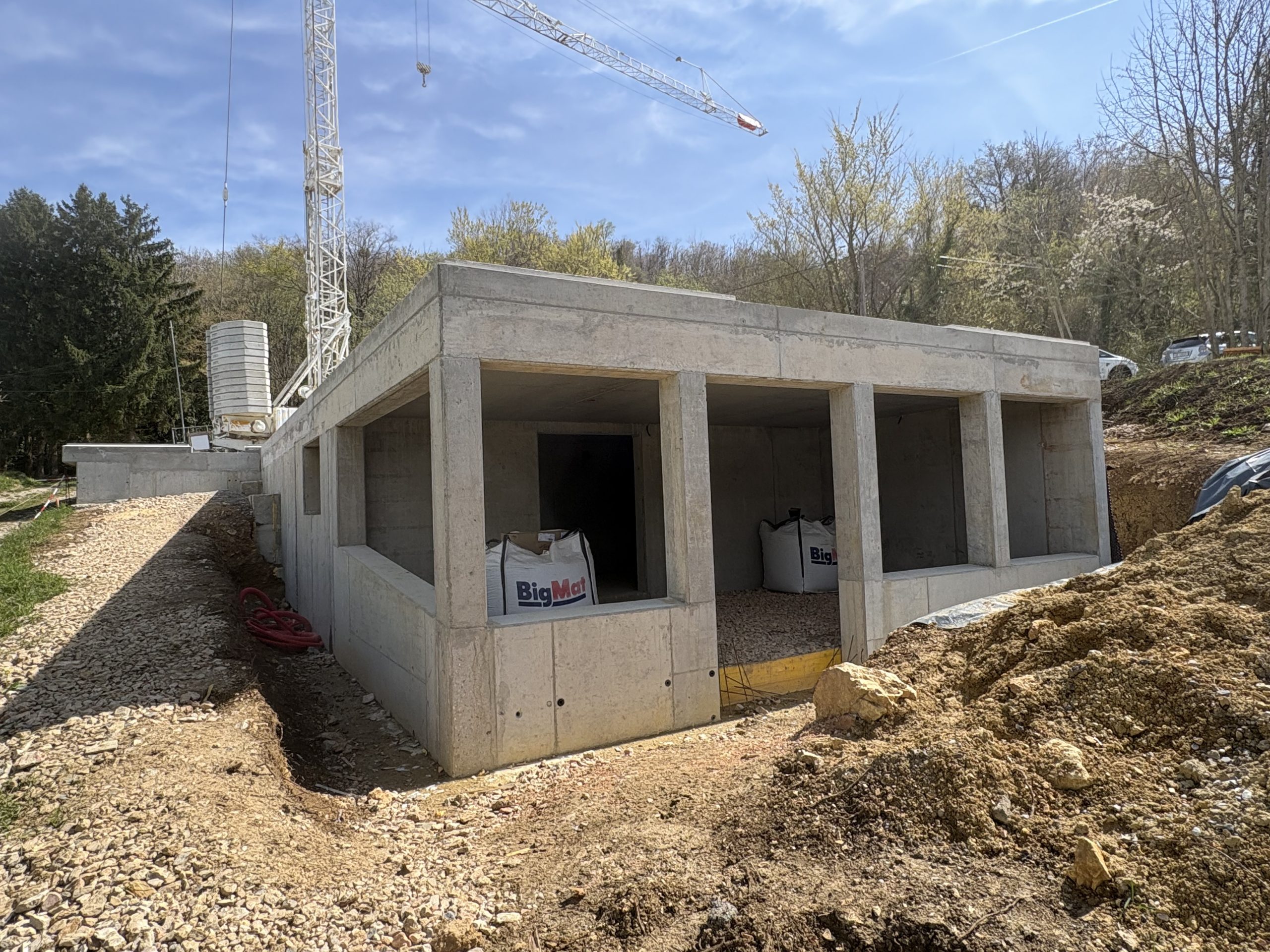 Travaux de béton armé pour construction d&rsquo;un soubassement de maison ossature bois à Leymen proche de Oltingue